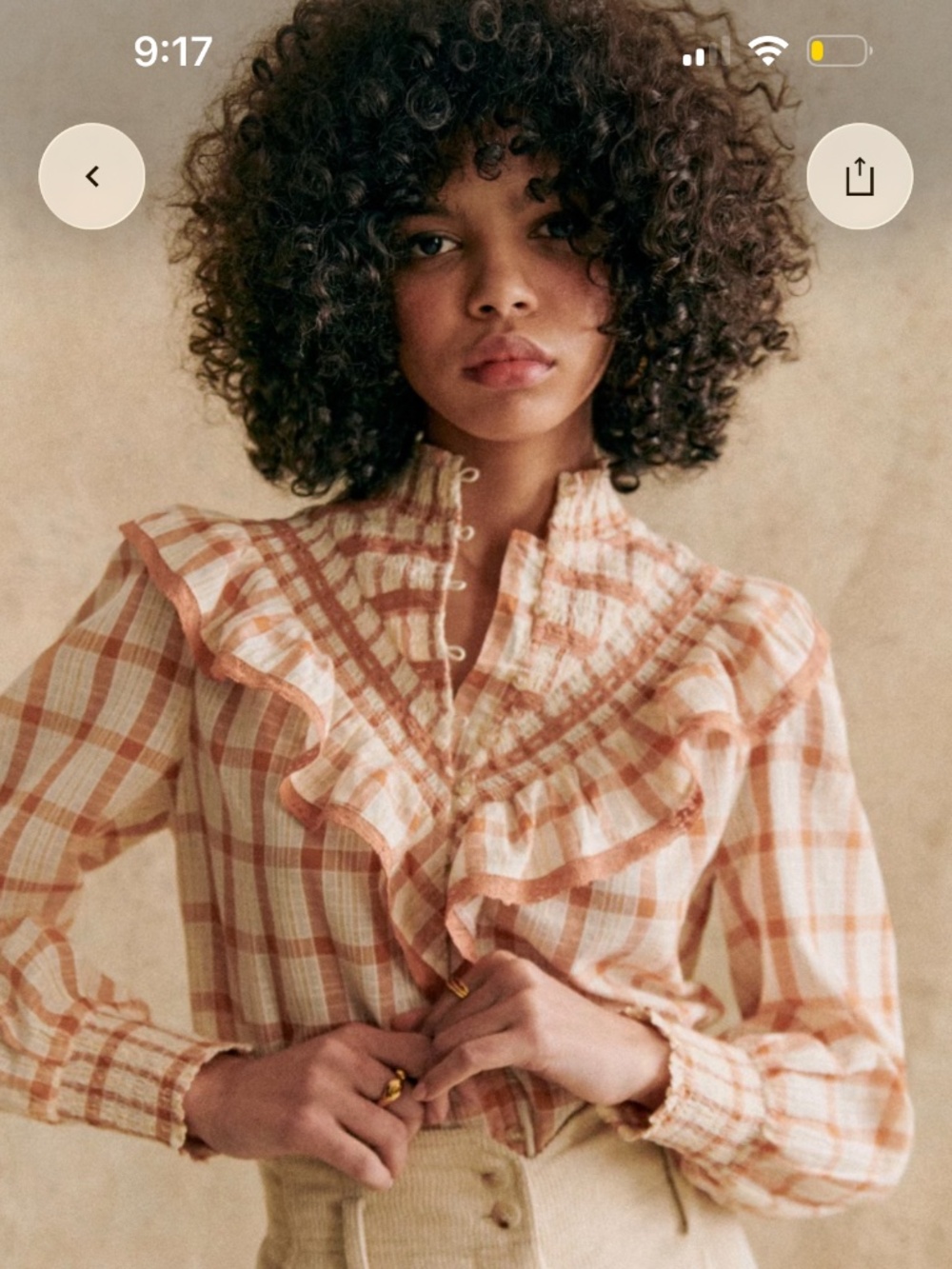 Sezane Marty Shirt Oliverio Check Print - Size 2
